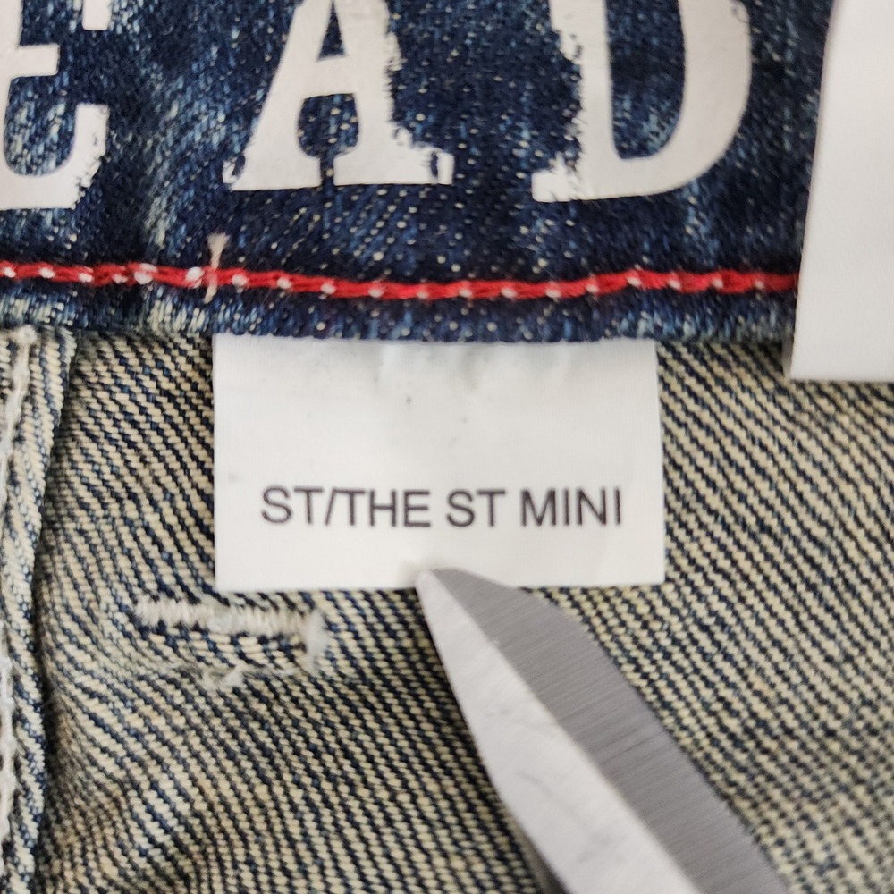 Southern Thread Denim Mini‎ Skirt Blue Distressed Womens Size 26 Western Cowgirl - Picture 9 of 16